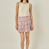 Tweed Pleated Skirt