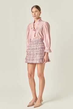 Tweed Pleated Skirt