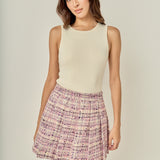 Tweed Pleated Skirt