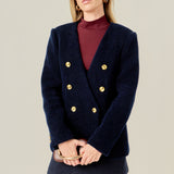 Structured Lapeless Textured Jacket