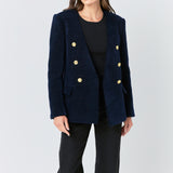 Structured Lapeless Textured Jacket