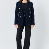 Structured Lapeless Textured Jacket