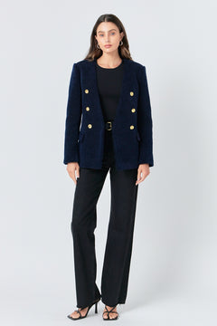 Structured Lapeless Textured Jacket