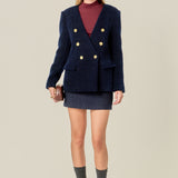 Structured Lapeless Textured Jacket