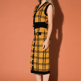 Knit Check Plaid Midi Skirt