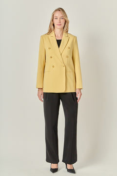 Gold Buttoned Structured Blazer