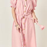 Linen Dress with Tie- Sold Out