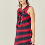 Striped Knit Lace Up Dress