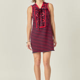Striped Knit Lace Up Dress