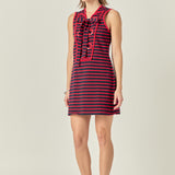 Striped Knit Lace Up Dress