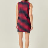 Striped Knit Lace Up Dress