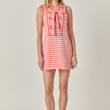 Striped Knit Lace Up Dress