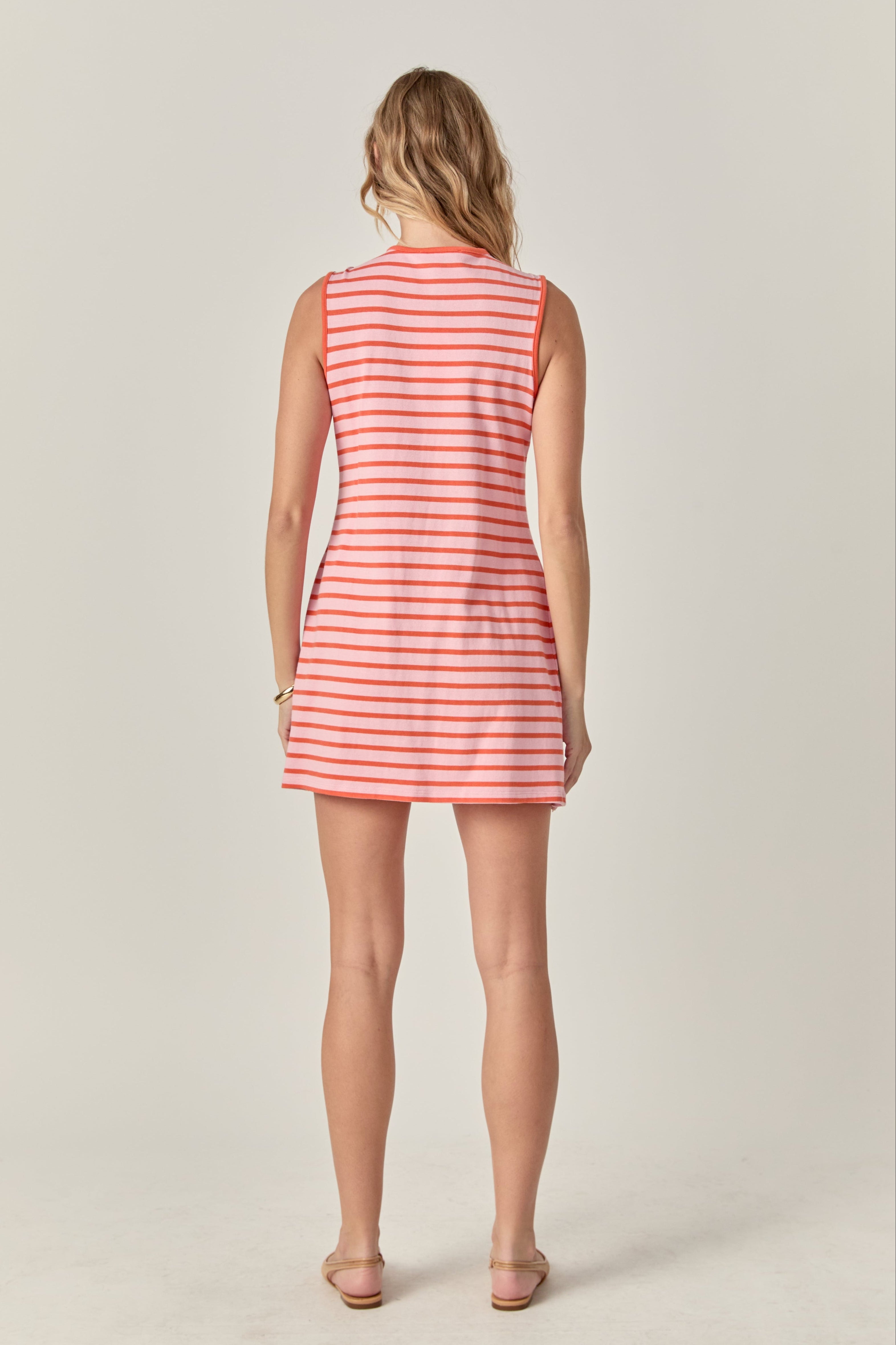 English Factory - Striped Knit Lace Up Dress NAVY/RED / M English Factory - Striped Knit Lace Up Dress NAVY/RED / M