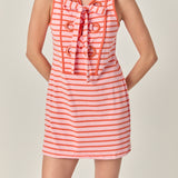 Striped Knit Lace Up Dress