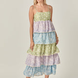 Floral Print Maxi Tiered Dress