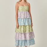 Floral Print Maxi Tiered Dress