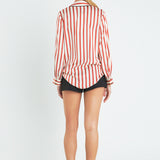 Striped Satin Shirt with Piping