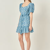 Tie Dye Print Braided Belt Mini Dress