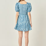 Tie Dye Print Braided Belt Mini Dress