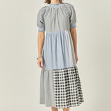 Patchwork Gingham Midi Dress