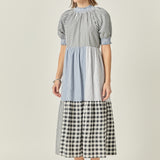 Patchwork Gingham Midi Dress