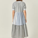 Patchwork Gingham Midi Dress