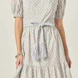 Floral Print Dress with Combo Braided Belt
