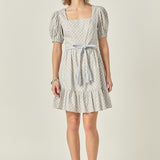 Floral Print Dress with Combo Braided Belt