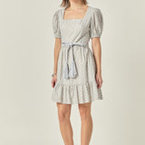 Floral Print Dress with Combo Braided Belt