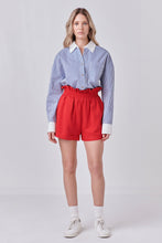 Load image into Gallery viewer, Red Linen Cuffed Shorts
