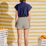 Striped Knit Skort with Button