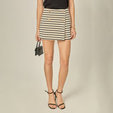 Striped Knit Skort with Button