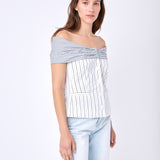 Combination Stripe Off Shoulder Top