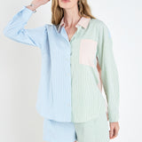Striped Color Blocked Oversized Shirt
