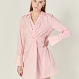 Striped Combo Twist Front Shirt Dress