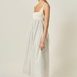 Tie Back Knit Combo Striped Maxi Dress