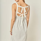 Tie Back Knit Combo Striped Maxi Dress