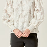 Embroidered Cotton Blouse with Smocked Neck