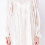 Embroidered Organza Smock Neck Dress