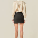 Silky Shirt with Poplin Combo Collar