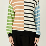 Striped Combo Sweater with Buttons