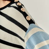 Striped Combo Sweater with Buttons