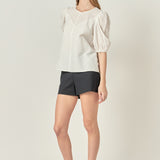 Eyelet Puff Sleeve Top