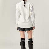 Knit and Poplin Combo Cardigan
