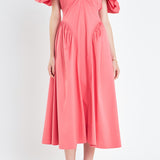 Ruched Sleeve Midi Dress