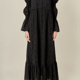 Embroidered Swiss Dot Maxi Dress