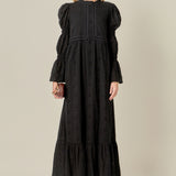 Embroidered Swiss Dot Maxi Dress