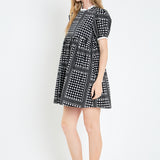 Printed Puff Sleeve Babydoll Mini Dress