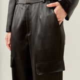 Satin Wide Leg Cargo Pants
