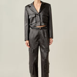 Satin Wide Leg Cargo Pants